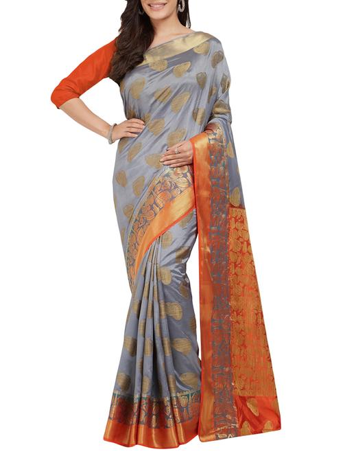 zari woven banarasi silk saree with blouse - 15284028 - Very Small Image - 1