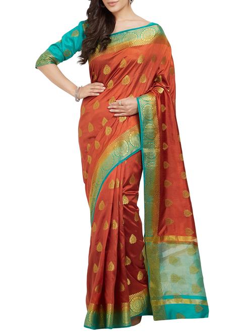 zari woven banarasi silk saree with blouse - 15284031 - Very Small Image - 1