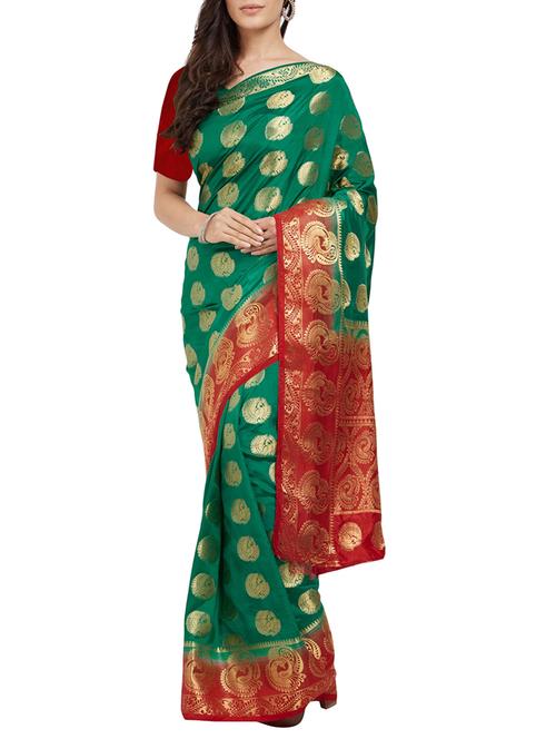 zari woven banarasi silk saree with blouse - 15284034 - Very Small Image - 1