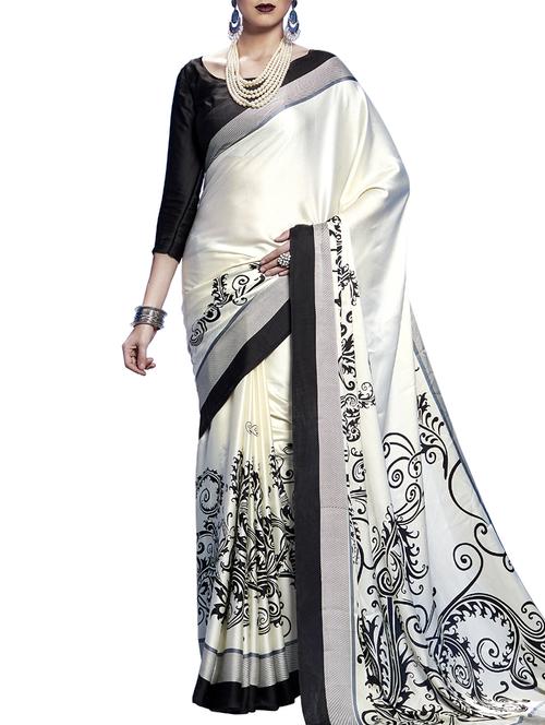 all over printed crepe saree with blouse - 15284073 - Very Small Image - 1