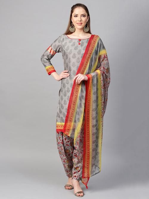 floral patiyala unstitched suit - 15284148 - Very Small Image - 1