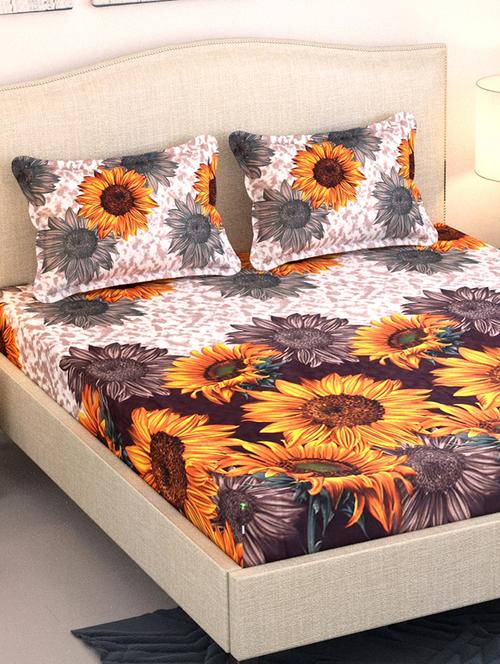 polycotton floral double bedsheet with 2 pillow covers - 15285233 - Very Small Image - 1
