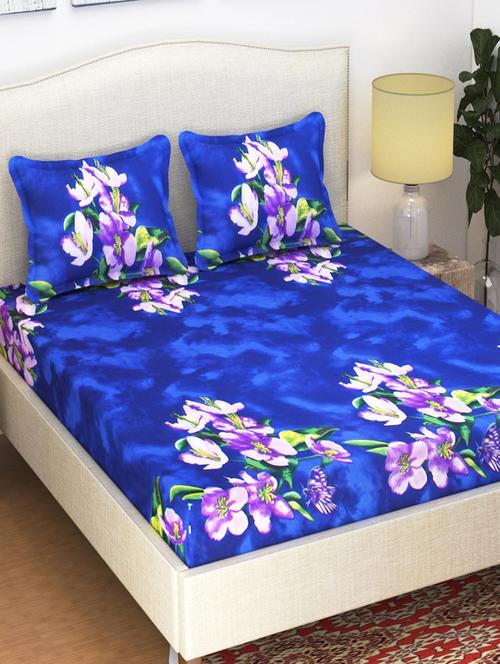 polycotton floral double bedsheet with 2 pillow covers - 15285234 - Very Small Image - 1