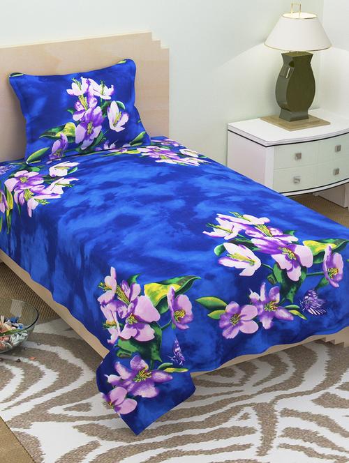 polycotton floral single bedsheet with 1 pillow cover - 15285237 - Very Small Image - 1