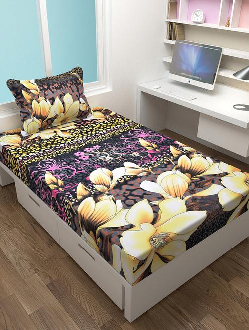 polycotton floral single bedsheet with 1 pillow cover - 15285247 - Very Small Image - 1