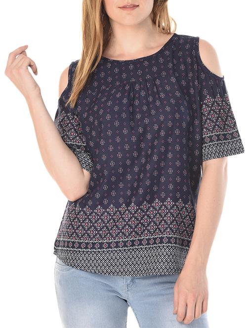 cold shoulder printed top - 15285398 - Very Small Image - 1