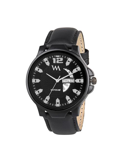 watch me day and date collection black dial black leather strap watch for men and boys ddwm-003new - 15285532 - Very Small Image - 1