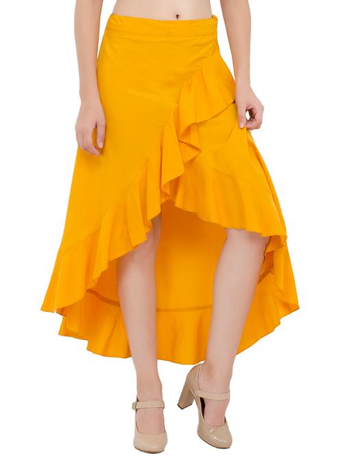 yellow crepe ruffled skirts - 15285552 - Very Small Image - 1