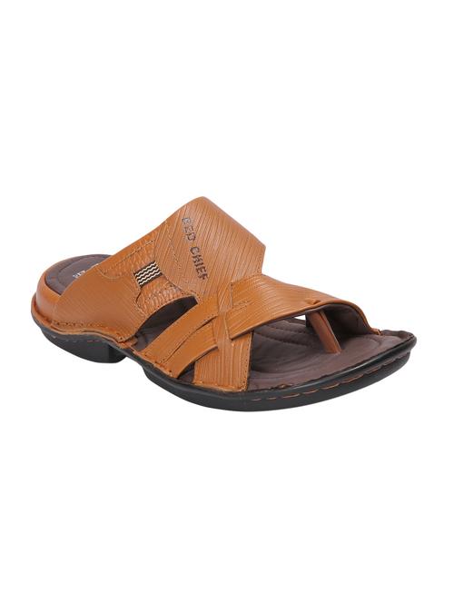 red chief tan leather slip on slippers - 15286534 - Very Small Image - 1