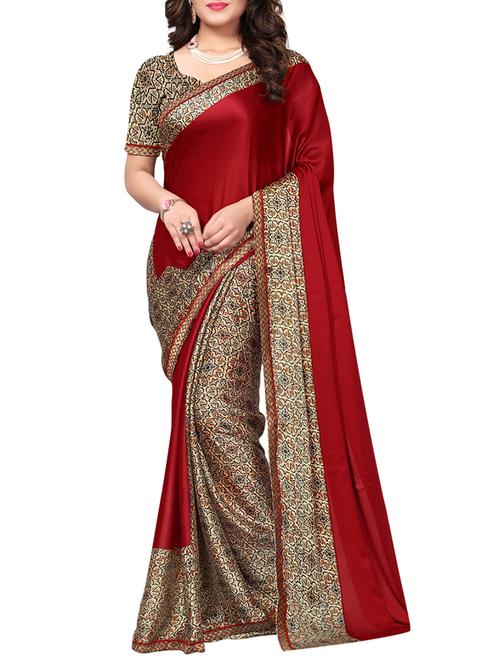 printed half and half saree with blouse - 15287456 - Very Small Image - 1