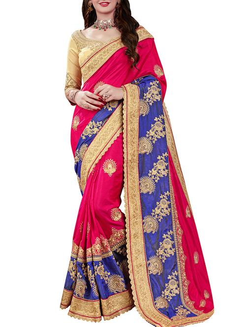 pink art silk embroidered saree with blouse - 15288224 - Very Small Image - 1