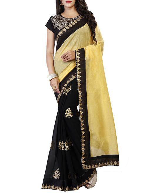 embroidered half and half saree with blouse - 15289228 - Very Small Image - 1