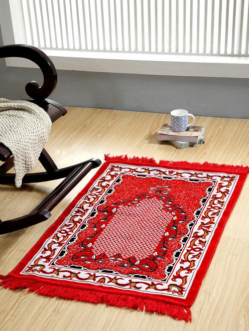 velvet red janamaz / prayer mat ( 46''x 27'' ) - 15289653 - Very Small Image - 1