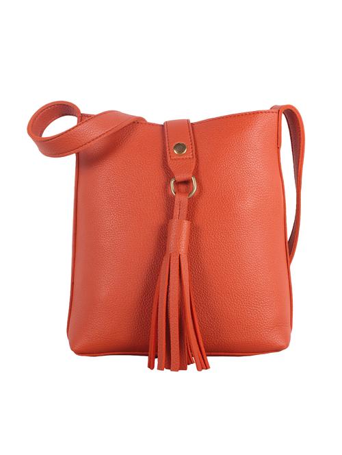 orange leatherette (pu) sling bag - 15290120 - Very Small Image - 1