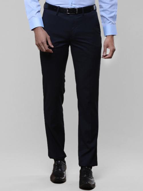dark blue viscose flat front formal trouser - 15290561 - Very Small Image - 1