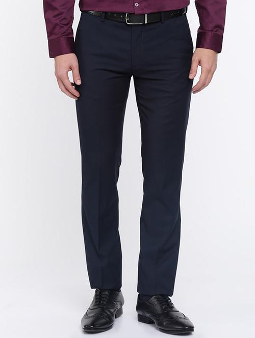 dark blue viscose flat front formal trouser - 15290563 - Very Small Image - 1