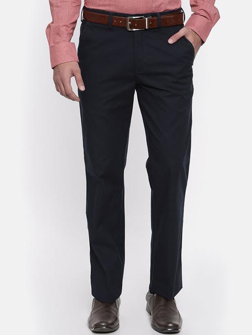 dark blue viscose flat front formal trouser - 15290567 - Very Small Image - 1