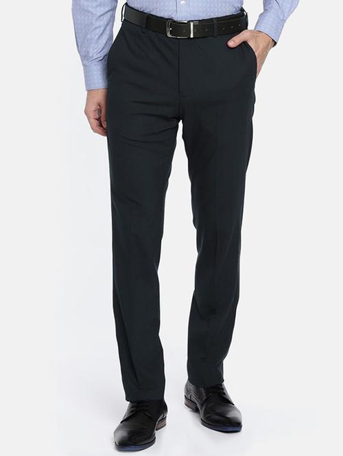 dark blue viscose flat front formal trouser - 15290570 - Very Small Image - 1