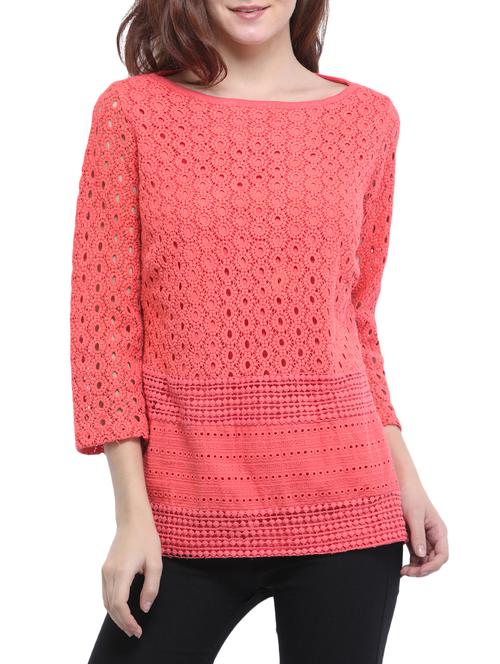 red cotton crochet top - 15290887 - Very Small Image - 1