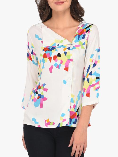 white rayon printed top - 15292246 - Very Small Image - 1