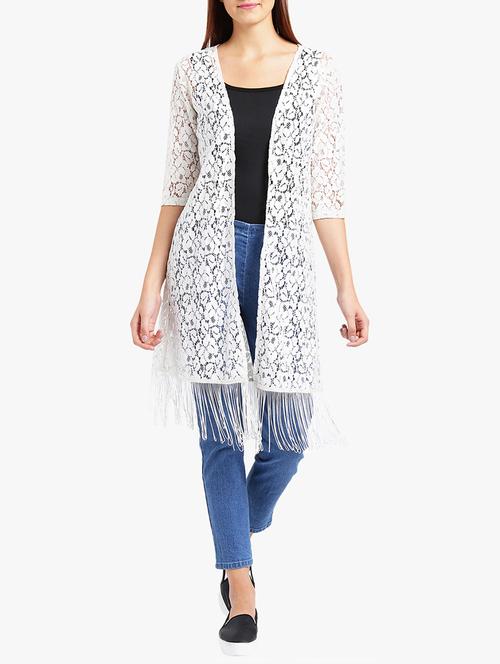 fringed hem laced shrug - 15293099 - Very Small Image - 1