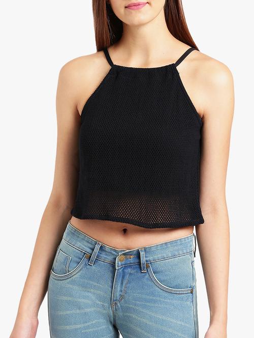 solid black viscose crop top - 15293128 - Very Small Image - 1