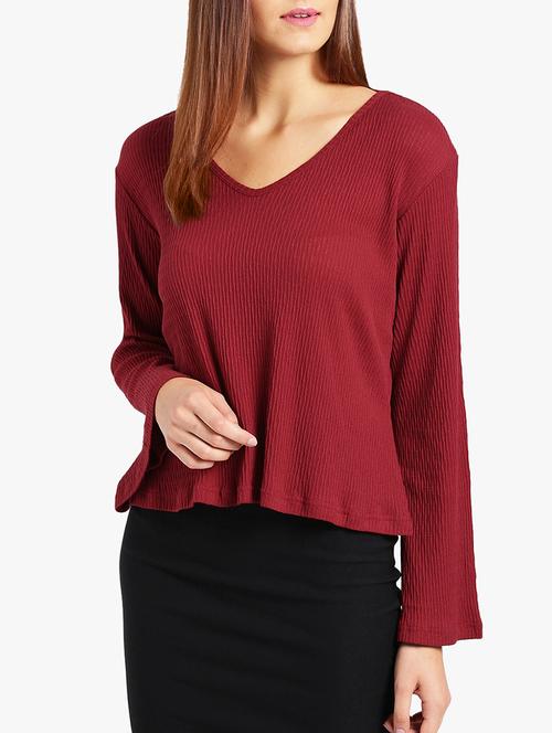 solid red viscose top - 15293130 - Very Small Image - 1