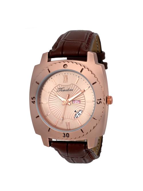 timebre men leather day & date analog watch - 15293971 - Very Small Image - 1