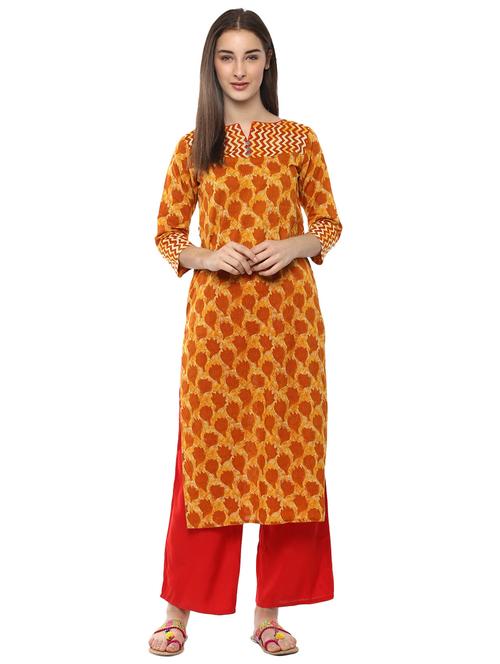 yellow rayon kurta palazzo set - 15294123 - Very Small Image - 1