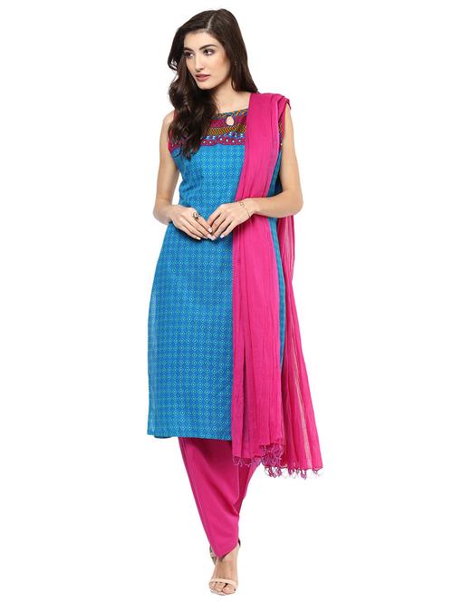 printed kurta with salwar suit set - 15294141 - Very Small Image - 1