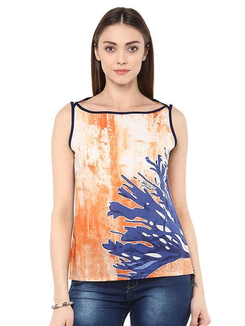 boat neck graphic print top - 15294185 - Very Small Image - 1