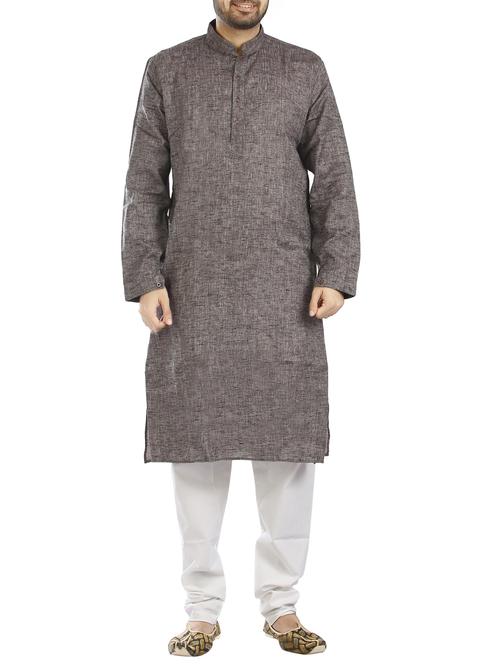brown cotton kurta pyjama set - 15294937 - Very Small Image - 1