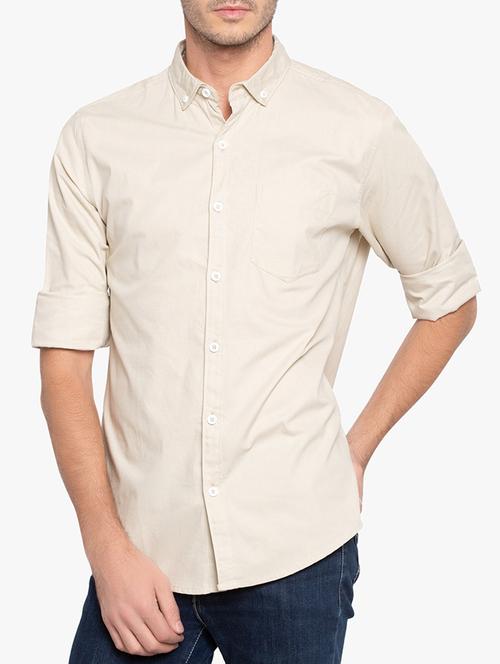 beige cotton casual shirt - 15295523 - Very Small Image - 1