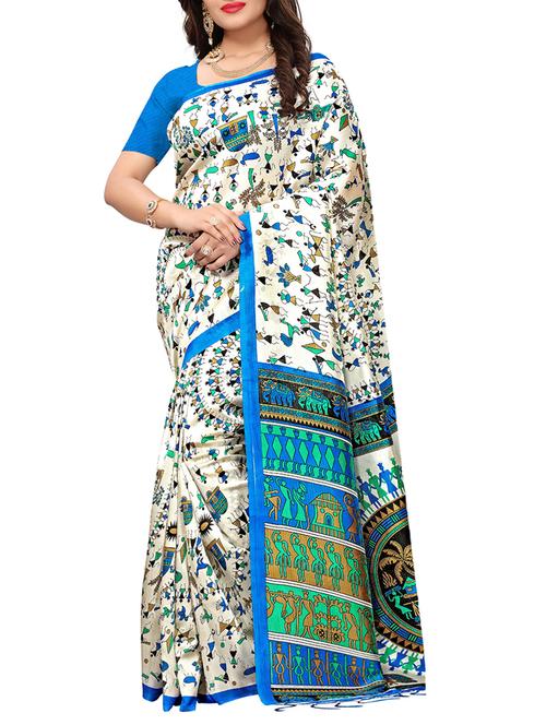 warli art silk beige saree with blouse - 15296055 - Very Small Image - 1