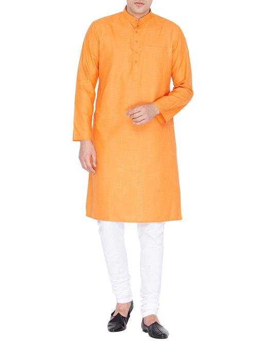 orange linen kurta pyjama set - 15296261 - Very Small Image - 1