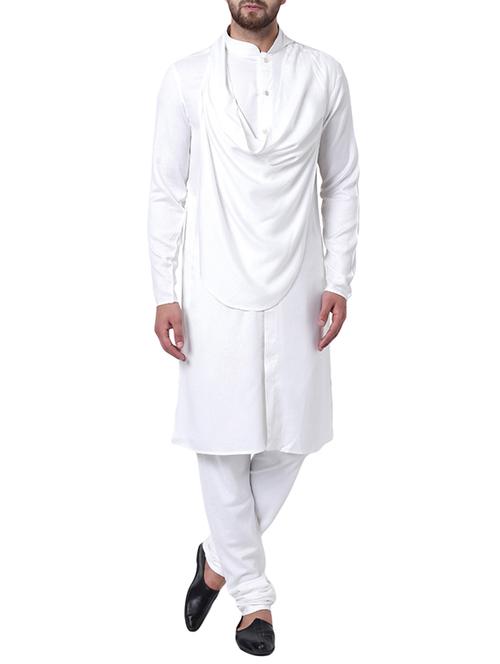 white rayon kurta pyjama set - 15296398 - Very Small Image - 1