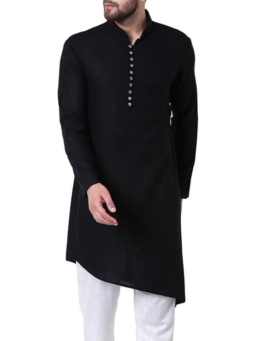 black solid asymmetric kurta - 15296457 - Very Small Image - 1