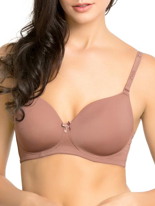 beige solid nylon t-shirt bra - 15297266 - Very Small Image - 1