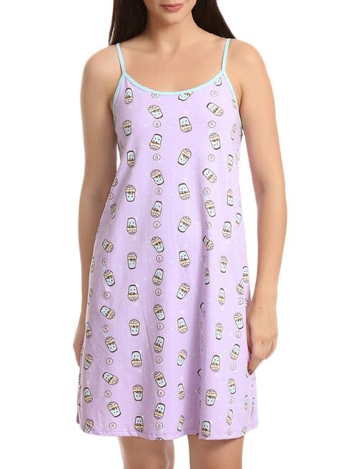 purple printed cotton sleepshirt - 15297544 - Very Small Image - 1