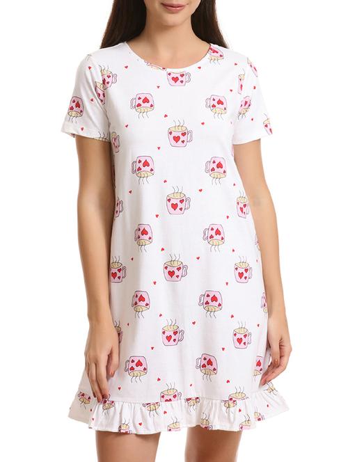 white printed cotton sleepshirt - 15297547 - Very Small Image - 1