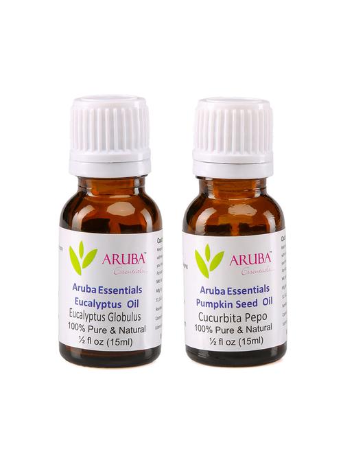 aruba essentials eucalyptus oil & pumpkin seed oil 100% undiluted combo of 15 ml each - 15297896 - Very Small Image - 1