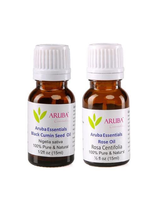 aruba essentials black cumin seed oil & rose oil 100% undiluted combo of 15 ml each - 15297915 - Very Small Image - 1