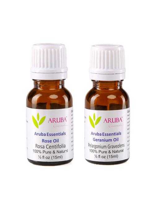 aruba essentials rose oil & geranium oil 100% undiluted combo of 15 ml each - 15297930 - Very Small Image - 1