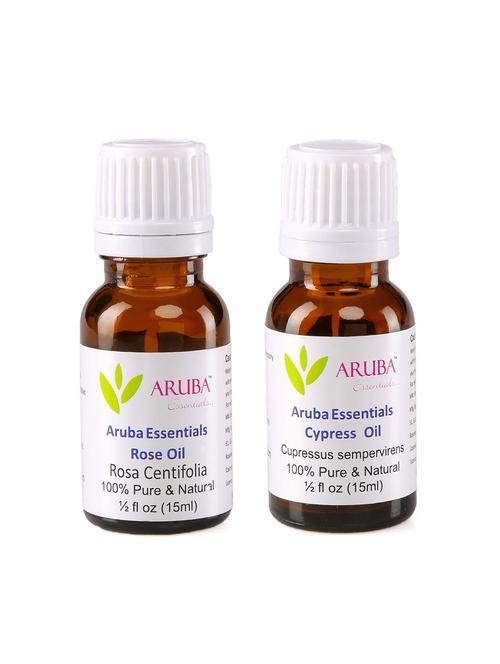 aruba essentials rose oil & cypress oil 100% undiluted combo of 15 ml each - 15297931 - Very Small Image - 1