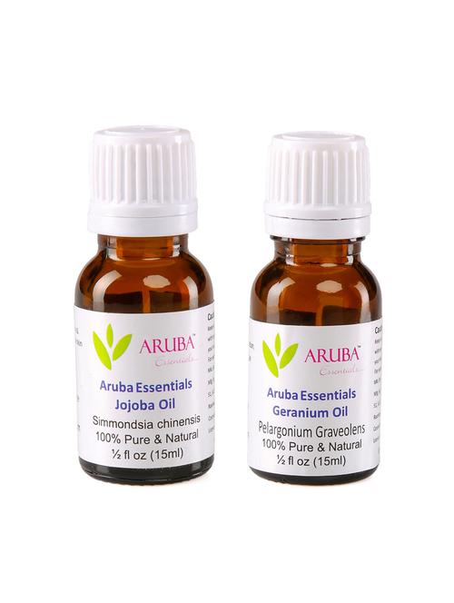 aruba essentials jojoba oil & geranium oil 100% undiluted combo of 15 ml each - 15297957 - Very Small Image - 1