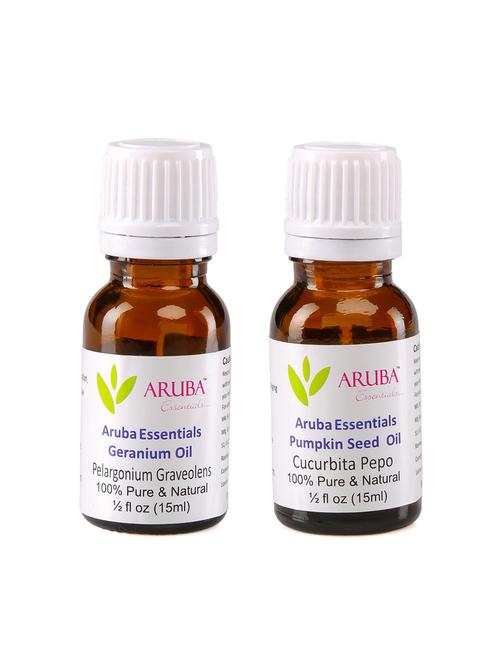 aruba essentials geranium oil & pumpkin seed oil 100% undiluted combo of 15 ml each - 15297966 - Very Small Image - 1