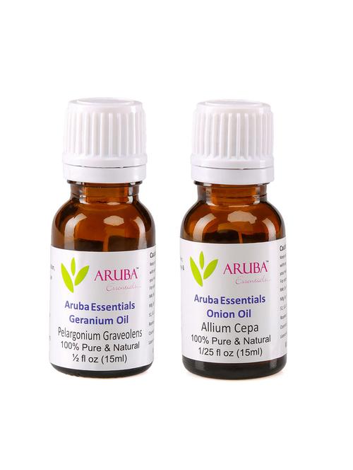 aruba essentials geranium oil & onion oil 100% undiluted combo of 15 ml each - 15297968 - Very Small Image - 1
