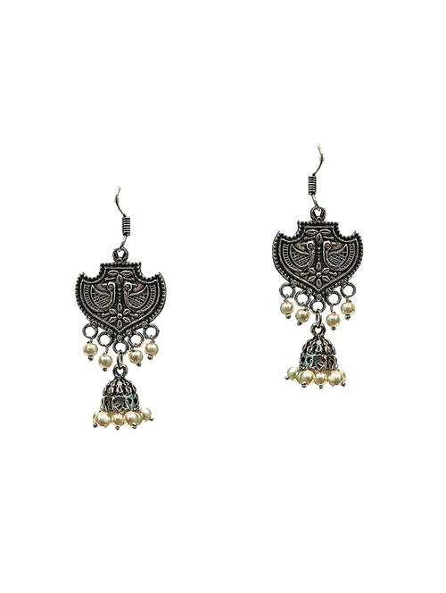 white metal drop earring - 15298843 - Very Small Image - 1