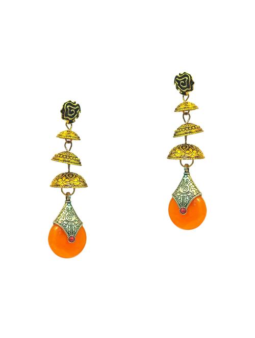 orange metal studs earring - 15299279 - Very Small Image - 1