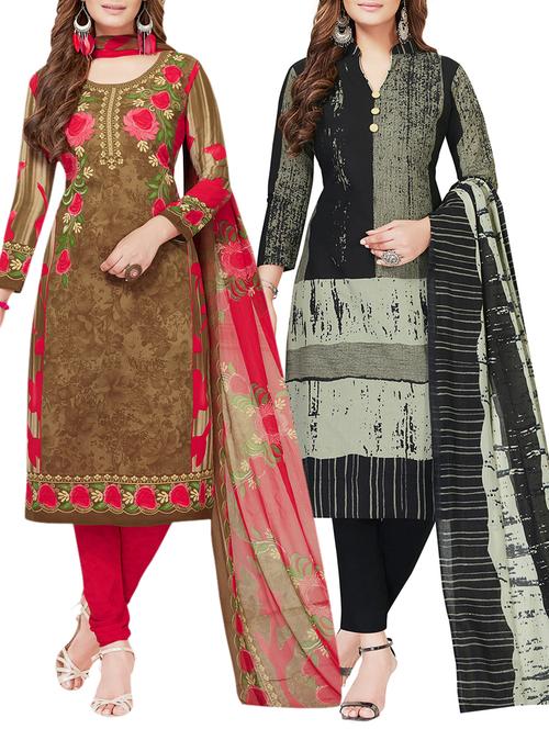 multi colored unstitched combo suit - 15299765 - Very Small Image - 1
